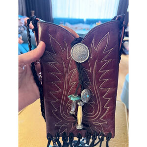 Dan Post Brown Leather Crossbody Bag One Size with Turquoise Accents